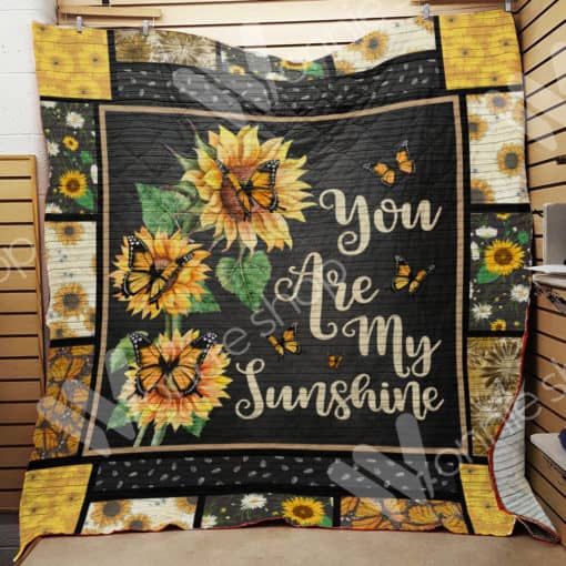 Sunflower Monarch Butterfly You Are My Sunshine Quilt Blanket Bedding Set Perfect Gifts For Butterfly Lover