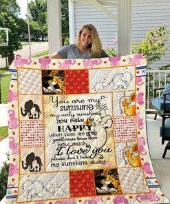 Sunflower My Only Sunshine Elephant Quilt Blanket Bedding Set