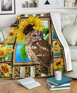 Sunflower Owl Owl Lover Sherpa Blanket Fleece Blanket Gifts for Fans