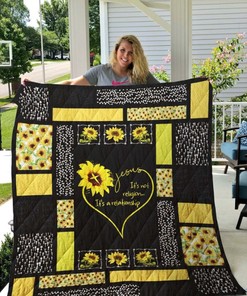 Sunflower Pattern It's A Relationship Jesus Christ Quilt Blanket Bedding Set