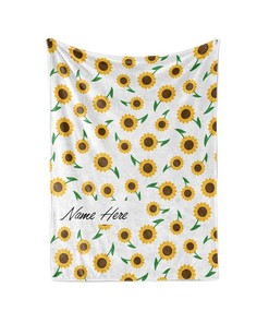 Sunflower Pattern Personalized Custom Fleece And Sherpa Blankets With Your Child's Name Fleece Blanket