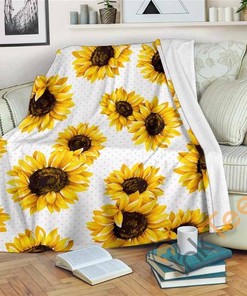 Sunflower Polka Dot Sherpa Blanket Fleece Blanket Gifts for Fans
