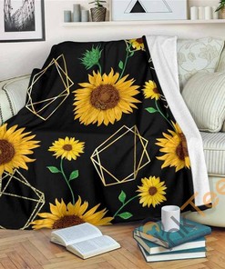 Sunflower Polygonal Sherpa Blanket Fleece Blanket Gifts for Fans