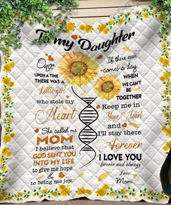 Sunflower To My Daughter Best Gifts From Mom to Daughter Personalized Quilt Blanket Bedding Set
