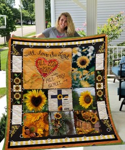 Sunflower Will Love Lord With All My Heart Quilt Blanket Bedding Set Perfect Gifts For Sunflower Lover