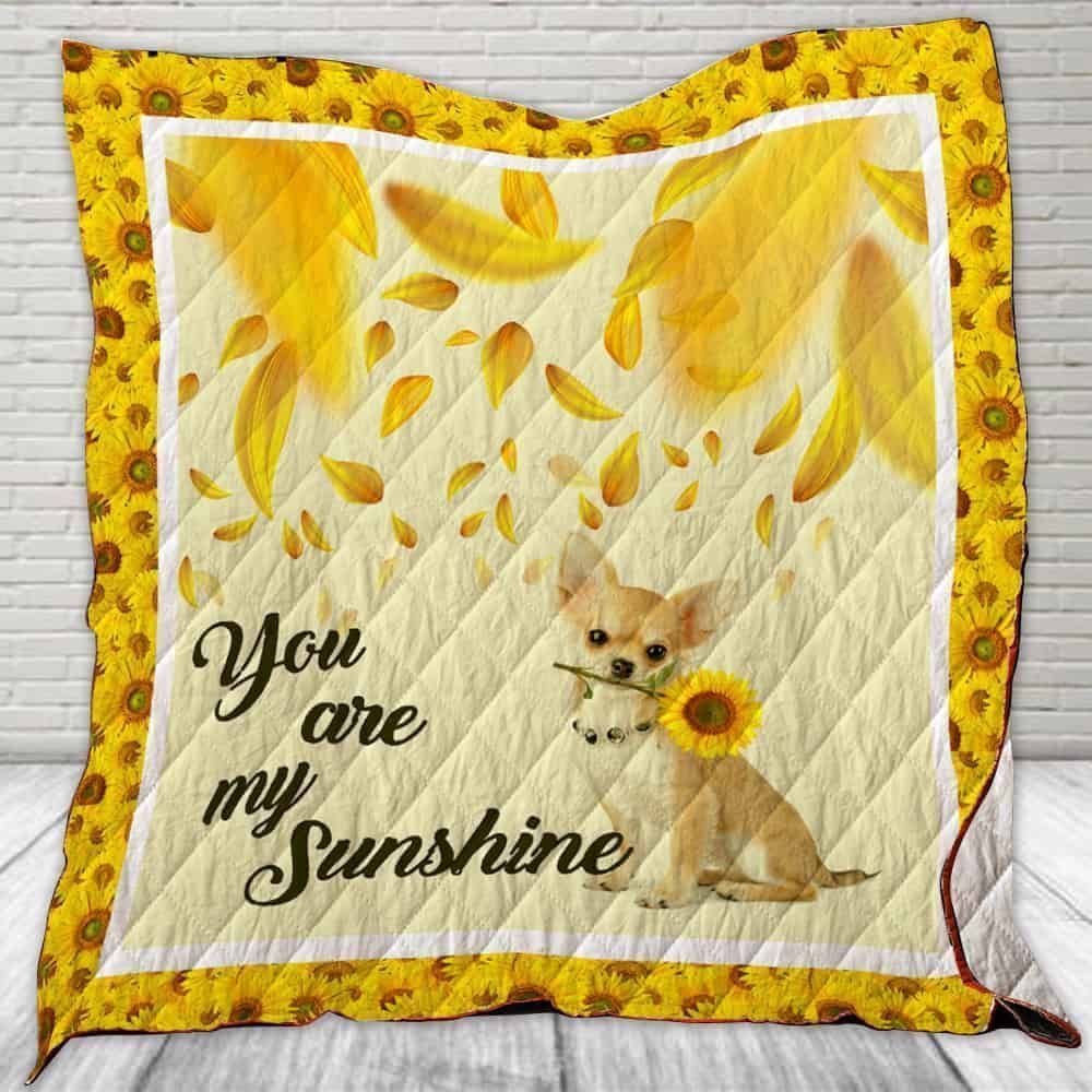Sunflower You Are My Sunshine Chihuahua Quilt Blanket Bedding Set