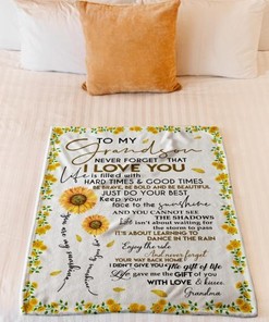 Sunflower You Are My Sunshine To My Grandson Never Forget That I Love You Kisses Grandma Fleece Blanket Quilt Blanket Bedding Set