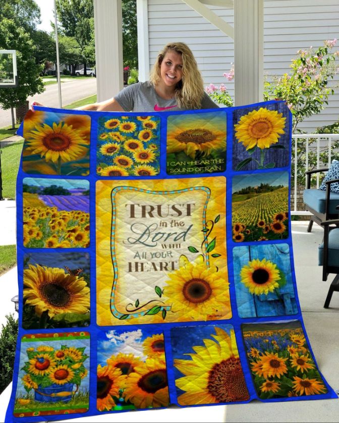Sunflowers Trust In The Lord Quilt Blanket Bedding Set Perfect Gifts For Sunflower Lover