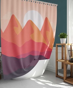 Sunrise In The Mountain Shower Curtain, Landscape Nature Fabric Bathroom Curtain, Home Bathroom Set Decor
