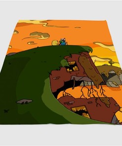 Sunset Finn And Jack Adventure Time Sherpa Fleece Blanket Gifts for Family, for Couple
