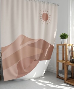 Sunshine In Desert Shower Curtain, Minimalist Boho Sunny Day Fabric Bathroom Curtain, Bath Set Decor Accessories, House Warming Gift