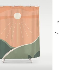 Sunshine Orange Sky Mountain Shower Curtain, Washable Shower Curtain For Bath Tub