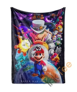 Super Mario Odyssey Sherpa Fleece Blanket Gifts for Family, for Couple