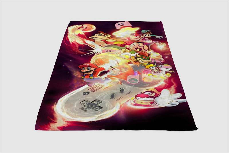 Super Nintendo Sherpa Fleece Blanket Gifts for Family, for Couple