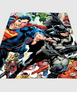Superman And Batman With Another Character Sherpa Fleece Blanket Gifts for Family, for Couple