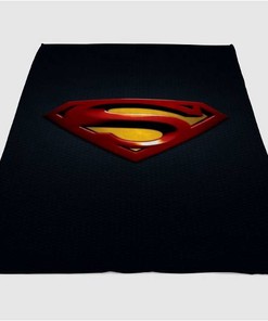 Superman Black Sherpa Fleece Blanket Gifts for Family, for Couple