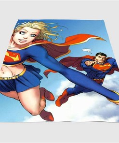 Superman Flying Sherpa Fleece Blanket Gifts for Family, for Couple