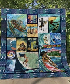 Surfing Girl Art Quilt Blanket Bedding Set Great Customized Blanket Gifts For Birthday Christmas Thanksgiving
