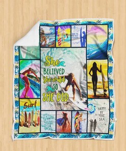 Surfing Girl Happy By The Sea Quilt Blanket Bedding Set Perfect Gifts For Surfing Lover