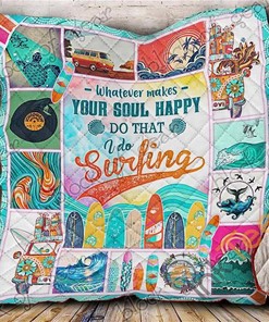 Surfing Makes Me Happy Quilt Blanket Bedding Set