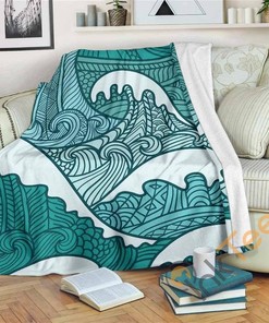 Surfing Wave Pattern Sherpa Fleece Blanket Gifts for Family, for Couple