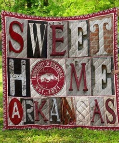 Sweet Home Ncaa Arkansas Razorbacks Combined Green Quilt Blanket Bedding Set