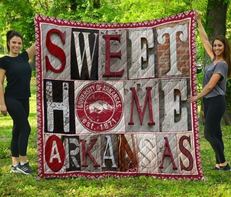 Sweet Home Ncaa Arkansas Razorbacks Combined Green Quilt Blanket Bedding Set