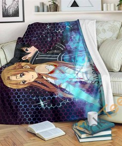Sword Art Online Sherpa Fleece Blanket Gifts for Family, for Couple
