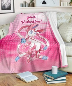 Sylveon Your Valentine Love Quote Sherpa Fleece Blanket Gift
