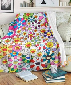 Takashi Murakami Flower Premiums Sherpa Fleece Blanket Gifts for Family, for Couple