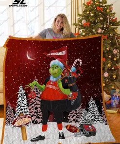 Tampa Bay Buccaneers Grinch Santa Quilt Blanket Bedding Set