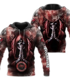 Tampa Bay Buccaneers Hoodie 3D Zip Hoodie Death Smoke Graphic Gifts for Fans