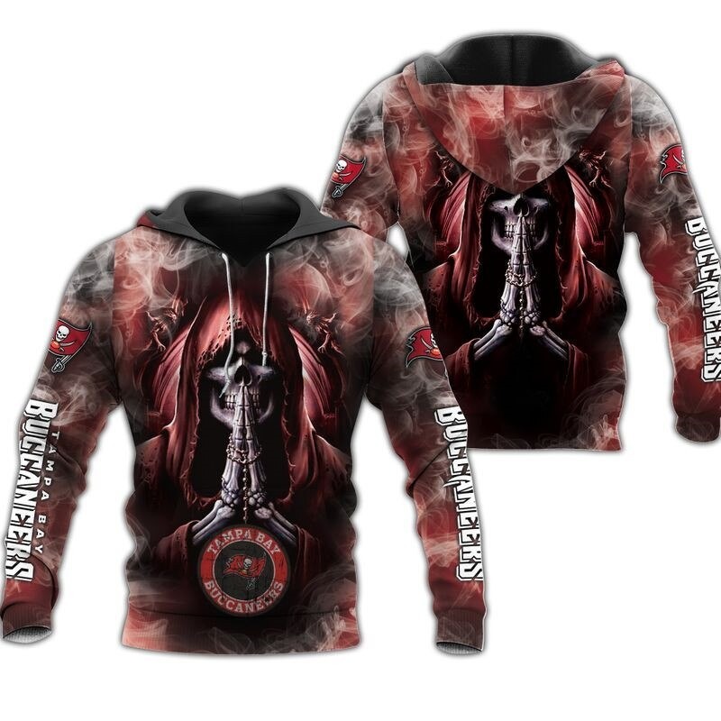 Tampa Bay Buccaneers Hoodie 3D Zip Hoodie Death Smoke Graphic Gifts for Fans