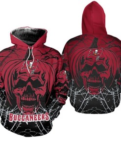 Tampa Bay Buccaneers Hoodie Halloween Pumpkin Skull Print Zip Hoodie