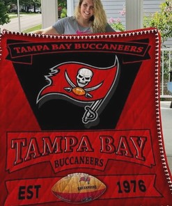 Tampa Bay Buccaneers Red EST 1976 Quilt Blanket