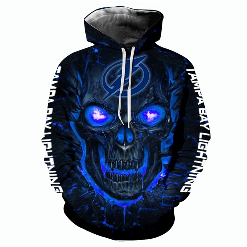 Tampa Bay Lightning Halloween Hoodie 3D Skulls Pullover Nhl