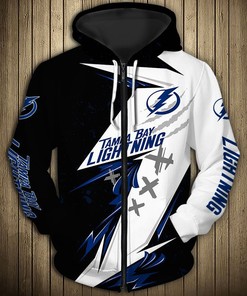 Tampa Bay Lightning Hoodie 3D Thunder Design Pullover Nhl