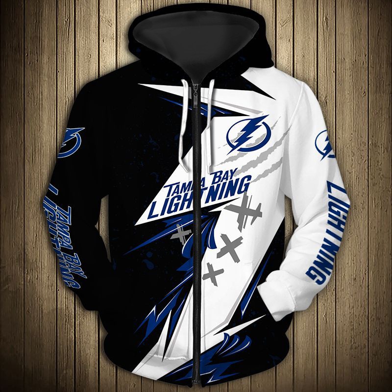 Tampa Bay Lightning Hoodie 3D Thunder Design Pullover Nhl