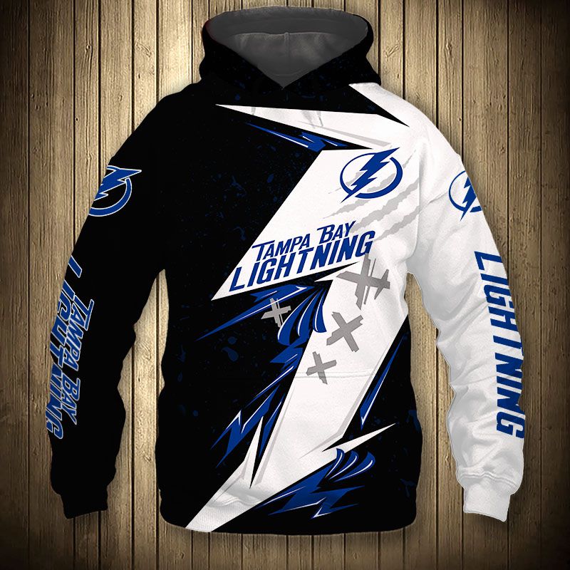 Tampa Bay Lightning Hoodie 3D Thunder Design Pullover Nhl - Image 3