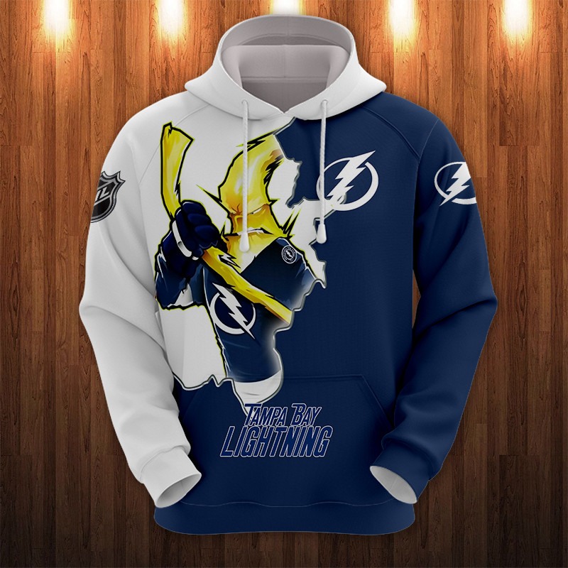 Tampa Bay Lightning Hoodie 3D Zip Hoodie 3D Cartoon Graphic Zip Hoodie for Fan