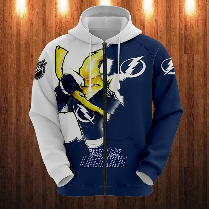Tampa Bay Lightning Hoodie 3D Zip Hoodie 3D Cartoon Graphic Zip Hoodie for Fan - Image 3