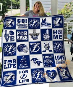Tampa Bay Lightning Quilt Blanket Bedding Set With Pilliwcases Option