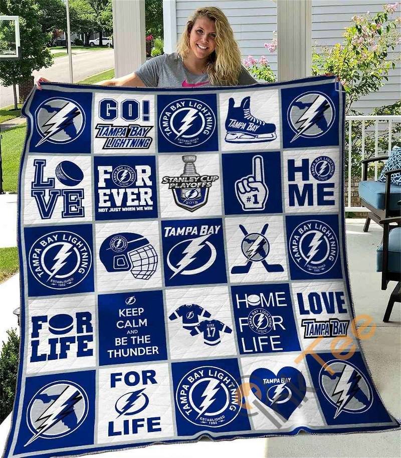 Tampa Bay Lightning Quilt Blanket Bedding Set With Pilliwcases Option