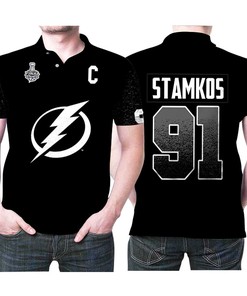Tampa Bay Lightning Steven Stamkos 91 Great Player Nhl Ice Hockey Team 2020 Black Jersey Style Polo Shirt