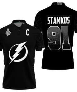 Tampa Bay Lightning Steven Stamkos Black Jersey Inspired Style 3D All Over Print Polo Shirt