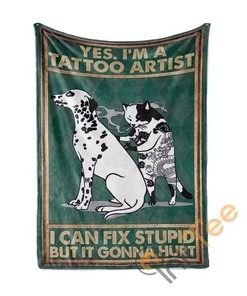 Tattoo Artist Cat I Can Fix Stupid Sherpa Fleece Blanket Gifts for Family, for Couple