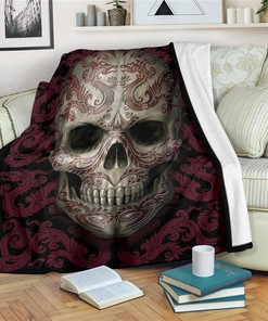 Tattoo Dragon Skull Sherpa Fleece Blanket Gifts for Family, for Couple