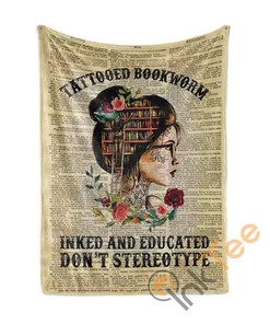 Tattooed Bookworm Inked And Reading Sherpa Fleece Blanket Gifts for Family, for Couple