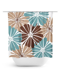 Teal And Brown Shower Curtain, Teal Bathroom, Floral Bath Curtain, Fabric Shower Curtain, Girls Bathroom, Brown Bathroom