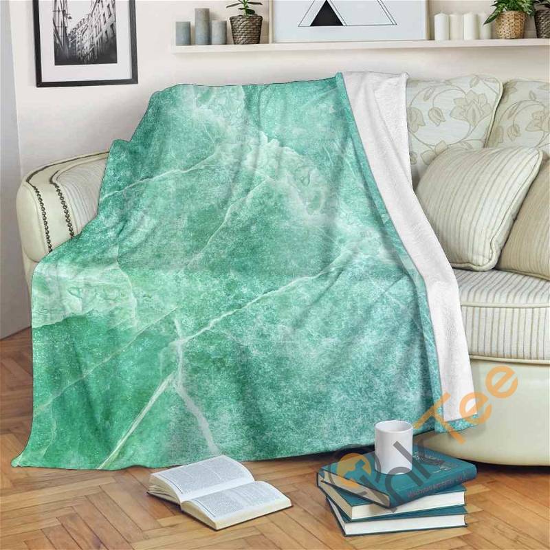 Teal Marble Sherpa Fleece Blanket Gifts for Family, for Couple